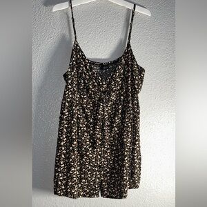 Zenobia Black and Cream Floral Spaghetti Strap Blouse